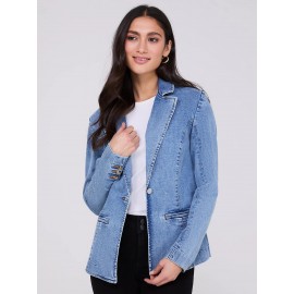 1-Button Denim Blazer