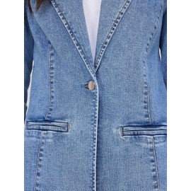 1-Button Denim Blazer