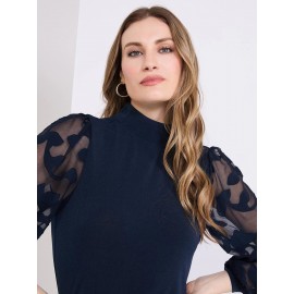 3/4 Sleeve Mock Neck Top