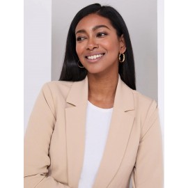 3/4 Ruched Sleeve Crepe Blazer