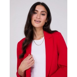 3/4 Ruched Sleeve Crepe Blazer