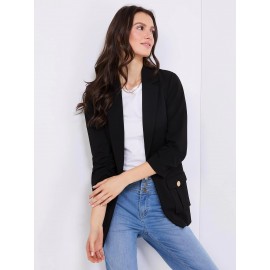 3/4 Ruched Sleeve Crepe Blazer