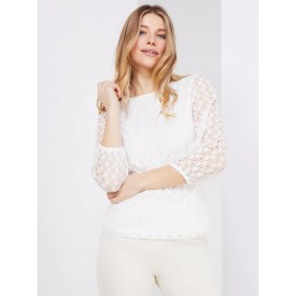 3/4 Puff Sleeve Lace Top