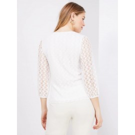 3/4 Puff Sleeve Lace Top