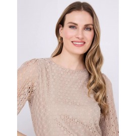 3/4 Puff Sleeve Lace Top