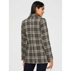 6-Button Plaid Boucle Blazer