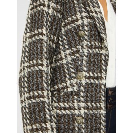 6-Button Plaid Boucle Blazer